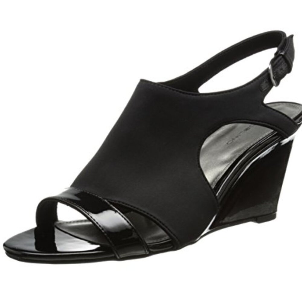 Bandolino Tadaa Fabric Strap Wedge Sandals Black - US 6.5